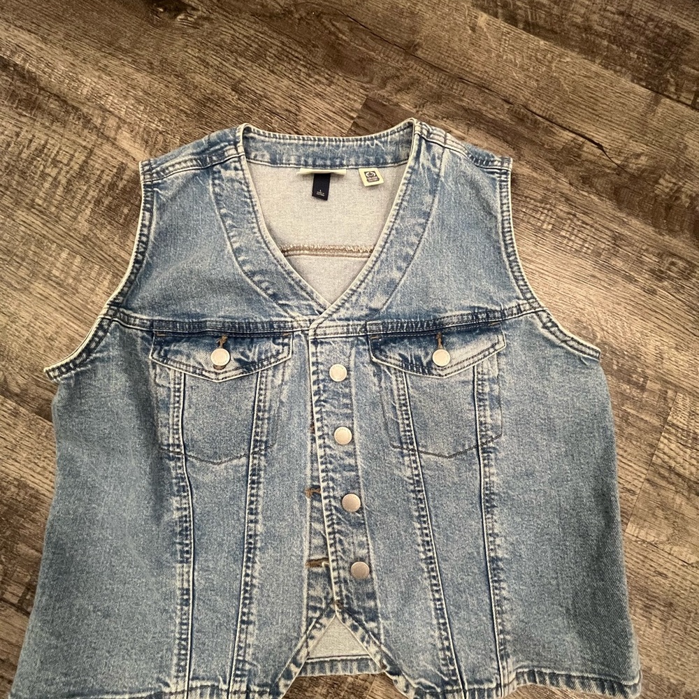 Denim Vest with Button Details